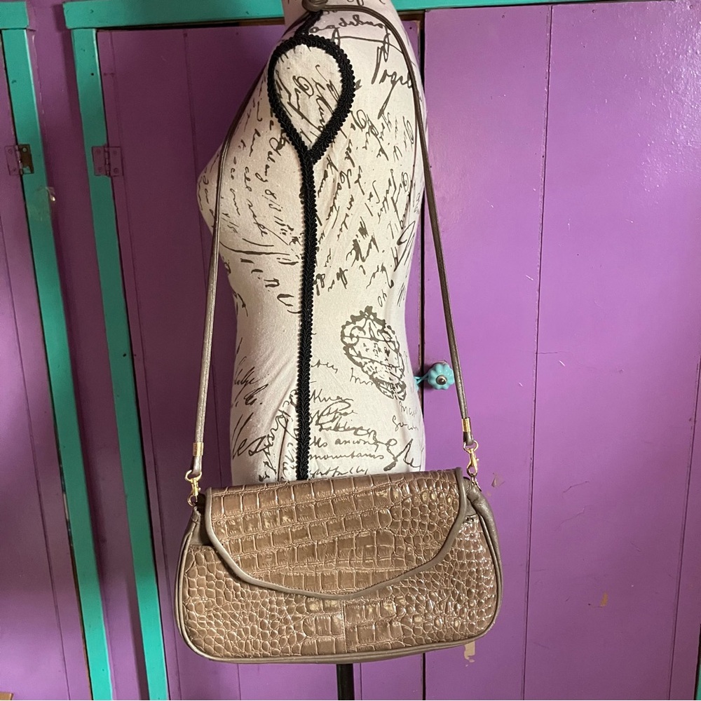 Relic Brown Crocodile-Embossed Shoulder Bag